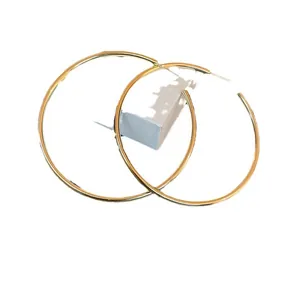 Elegant large gold-tone metallic hoop earrings with minimalist open-circle vintage design for women