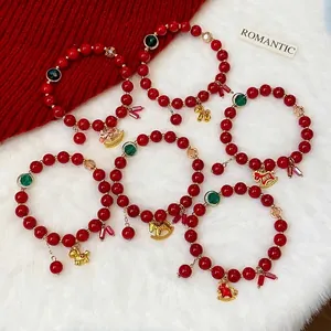 Red Bead Horse Bracelet For Women Chinese New Year Gift Lucky Vintage Style Luxury Glass Alloy Rhinestone Bracelet