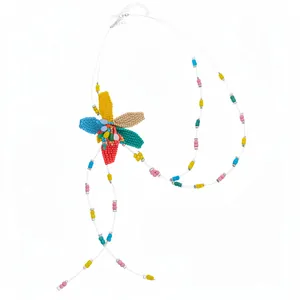 Collana bohémien con perline di vetro colorate e pendente a fiore fatto a mano donna