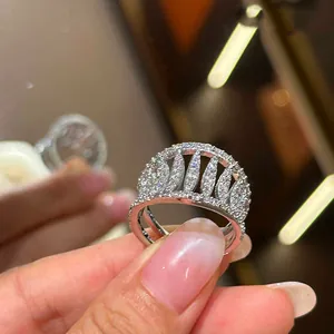 Detailed macro shot of elegant silver open ring featuring a shimmering zircon micro-pave design
