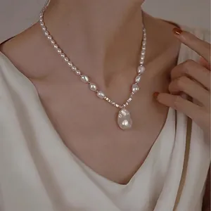 French Baroque Irregular Waterdrop Artificial Pearl Necklace Vintage Elegant Choker For Women Luxury Fashion Jewelry Gift