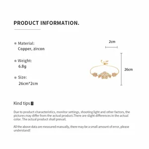 Product details for vintage flower bracelet with zircon and copper specifications