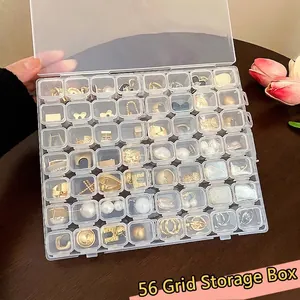 Caja Organizadora de Joyas de Plástico Transparente con Varias Rejillas Antipolvo para Pendientes Anillos Collares Joyero Portátil