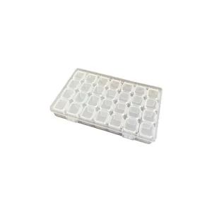 Caja organizadora de joyas transparente de 28 rejillas para pendientes anillos y perlas