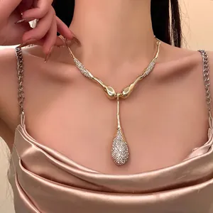Collana Con Pendente A Goccia Irregolare E Orecchini Con Strass Per Donna Gioielli In Lega Di Lusso Con Perno In Argento