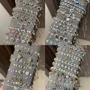 Bracciale Splicing in Zirconia Moda Lusso Rame Regolabile Slider Bracciale Geometrico Cuore Quadrifoglio Bracciale Charme per Gioielli Donna Regalo