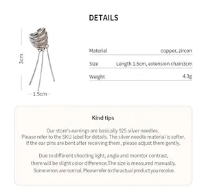 Dimensiones técnicas detalladas y especificaciones del material del clip de oreja de circón