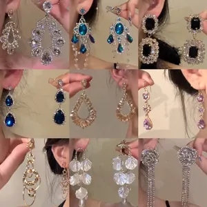Vintage Court Style Zirconia Earrings Alloy Drop Earrings With 925 Sterling Silver Earring Post Luxurious Jewelry For Women