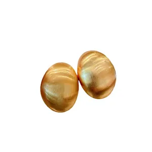 Vintage gold geometric oval stud earrings featuring a premium brushed metallic finish