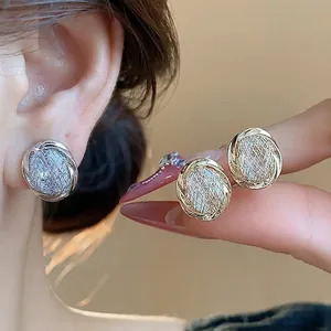 Luxurious 18k gold plated zircon geometric clip-on earrings for non-pierced ears