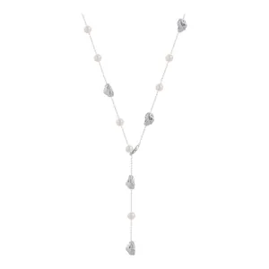 Elegante minimalistische geometrische Y-Halskette mit Kunstperlen und Metall für Damen