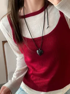 Minimalist black resin heart pendant necklace with adjustable cord for women's fashion
