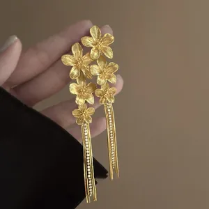 Boucles D'oreilles Pendantes Fleur À Franges Avec Tige En Argent Alliage Strass Bijoux De Mode Chic Pour Femmes Filles