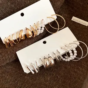 Vintage Artificial Pearl Twisted Circle Earrings Women Gold Silver Plated 925 Sterling Silver Post Geometric Hoop Stud Jewelry