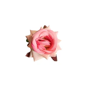 Elegant pink gradient fabric rose flower duckbill hair clip for sweet fashion styles