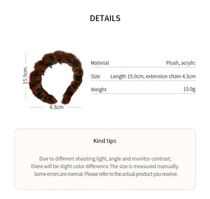 Vintage plush leopard print headband details showing size and material specifications
