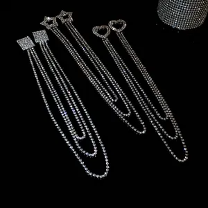 Set di spille con nappe di strass scintillanti a forma di quadrato, cuore e stella