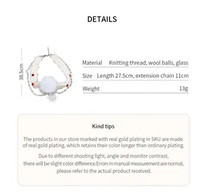 Detailed specifications for Christmas snowflake necklace with wool balls and pearls