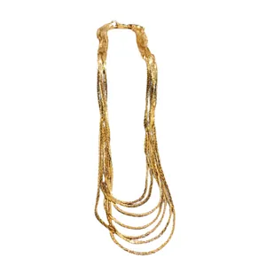 Elegant multi-strand real gold plated layered necklace minimalist fashion jewelry