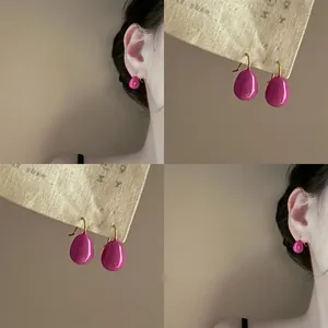 Simple Water Drop Drip Glaze Ear Hook Earrings For Women Elegant Copper Enamel Dangle Earrings High-End Fashion Jewelry Gift