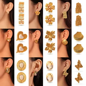 Fashion Stainless Steel Stud Earrings For Women Exaggerated Rhinestone Artificial Pearl Geometric Earrings Jewelry Gift