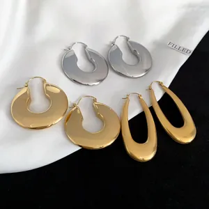 Varietà di orecchini a cerchio spessi in acciaio al titanio in finiture oro e argento
