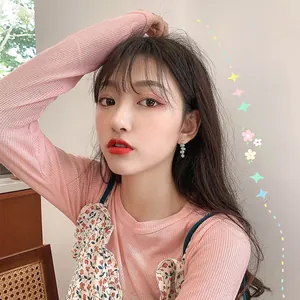 Elegant Korean style candy colored flower long drop earrings for women