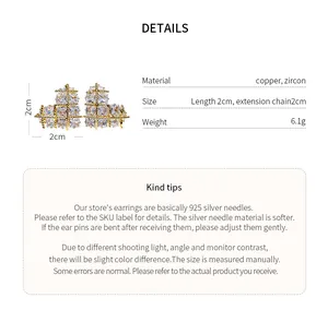 Vue détaillée des boucles d'oreilles cœur en zircon plaqué or avec les dimensions.