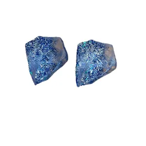 Sparkling blue irregular resin geometric stud earrings with silver needles for women