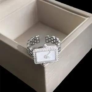 Fashion Copper Rhinestone Geometric Open Adjustable Finger Ring For Women Minimalist Electroplated Silver Pink Index Finger Jewelry Gift