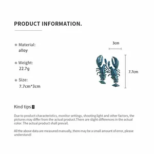 Spezifikation der blau lackierten Hummer-Ohrhänger aus Legierung mit Größe und Gewicht