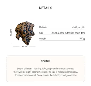 Especificaciones técnicas detalladas y dimensiones de la pinza de pelo de leopardo