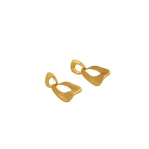 Elegant vintage irregular geometric hollow drop earrings with a matte gold finish for women