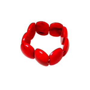 Bracciale retrò in acrilico marmorizzato rosso per donna dal design minimalista