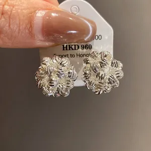 Elegant 18k gold plated circular flower cluster stud earrings for women