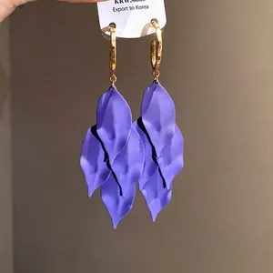 Designer Painted Flower Tassel Drop Earrings Vacation Style Sweet Simple Floral Ear Studs Fashion Jewelry For Women