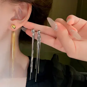 Orecchini a Nappa Lunga con Catena a Serpente per Donna Con Perno in Argento Sterling 925 Elegante Metallo Oro Argento Orecchini a Bottone Gioielli da Festa