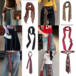 Cintura a Sciarpa di Seta a Righe Vintage Americano per Donna Catena in Vita per Jeans di Jeans Accessorio per Cintura in Raso Intrecciato