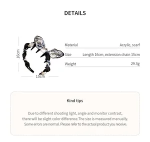 Detailed specifications for retro silk scarf bow headband with material and size info.