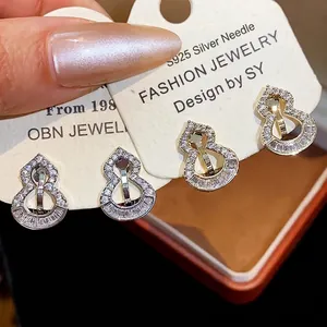 18k Real Gold Plated Zirconia Gourd Ear Clips For Women Non Pierced New Chinese Style Elegant High End Jewelry Earrings