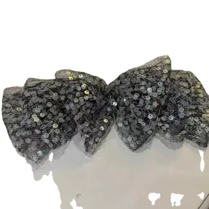 Eleganter mehrlagiger Pailletten-Schleifen-Haarclip mit Feder-Haarspange für Damenfrisur