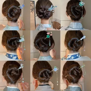 Nuovo Stile Cinese Bastoncino per Capelli in Lega Floreale Farfalla Nappa Perla Artificiale Fermaglio Vintage Hanfu Accessori per Capelli da Donna