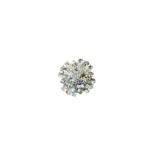 Elegant circular flower-shaped rhinestone ring with shimmering silver-finish band for women