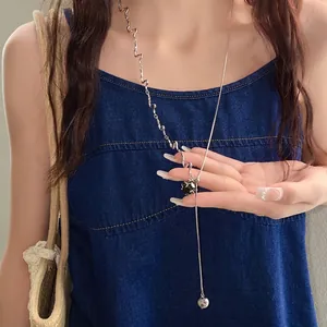 Light Luxury Copper Alloy Green Square Zirconia Pendant Adjustable Tassel Necklace For Women Fashion Commuting Clavicle Chain