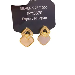 Elegant silver square earrings with crystal inlay and vintage palace style design