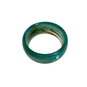 Bracciale rigido largo in acrilico retrò con motivo marmorizzato verde acqua e marrone