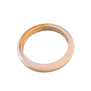 Minimalist beige marbled resin bangle bracelet with elegant tortoise shell texture for women