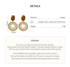 Detailed product specs for retro ethnic mesh earrings with copper and silver needles.