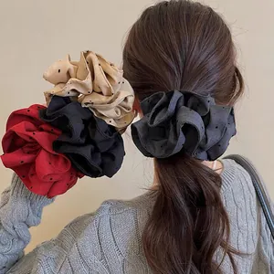 Elegant vintage large polka dot scrunchies set for stylish ponytail hair accessories