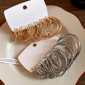 Fashion Minimalist Iron Twisted Geometric Round Hoop Earrings For Women With 925 Sterling Silver Earring Post Gold Silver Trendy Jewelry